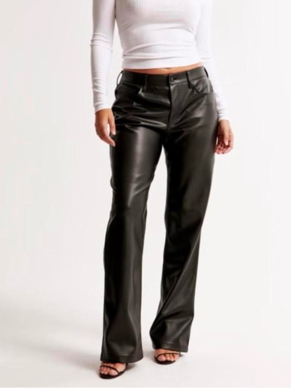 Abercrombie & Fitch Black Faux Leather Boot-Cut Pants